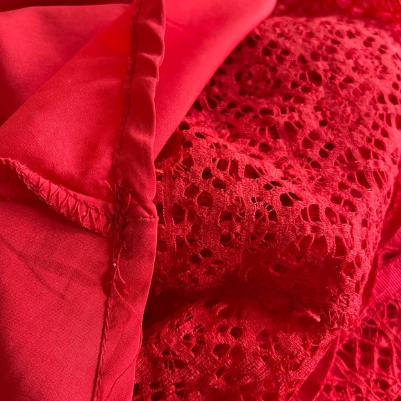 Skies are Blue sleeveless red lace aline summer party event dress size small - Picture 11 of 13